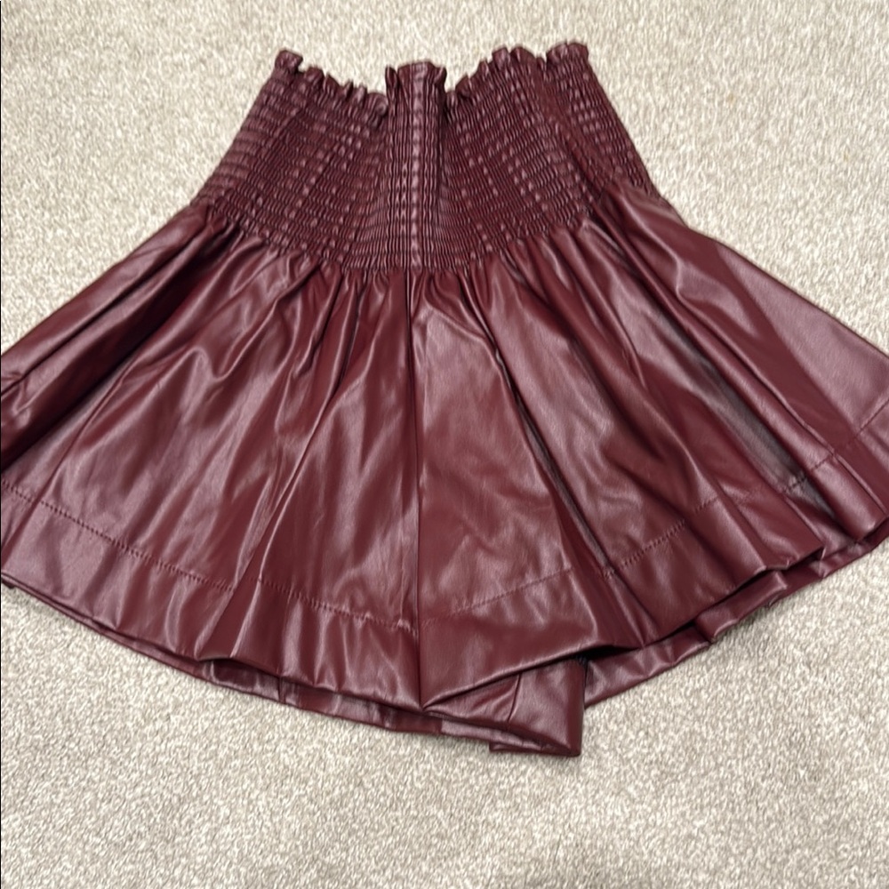 QOS Burgundy Pleather Shorts
